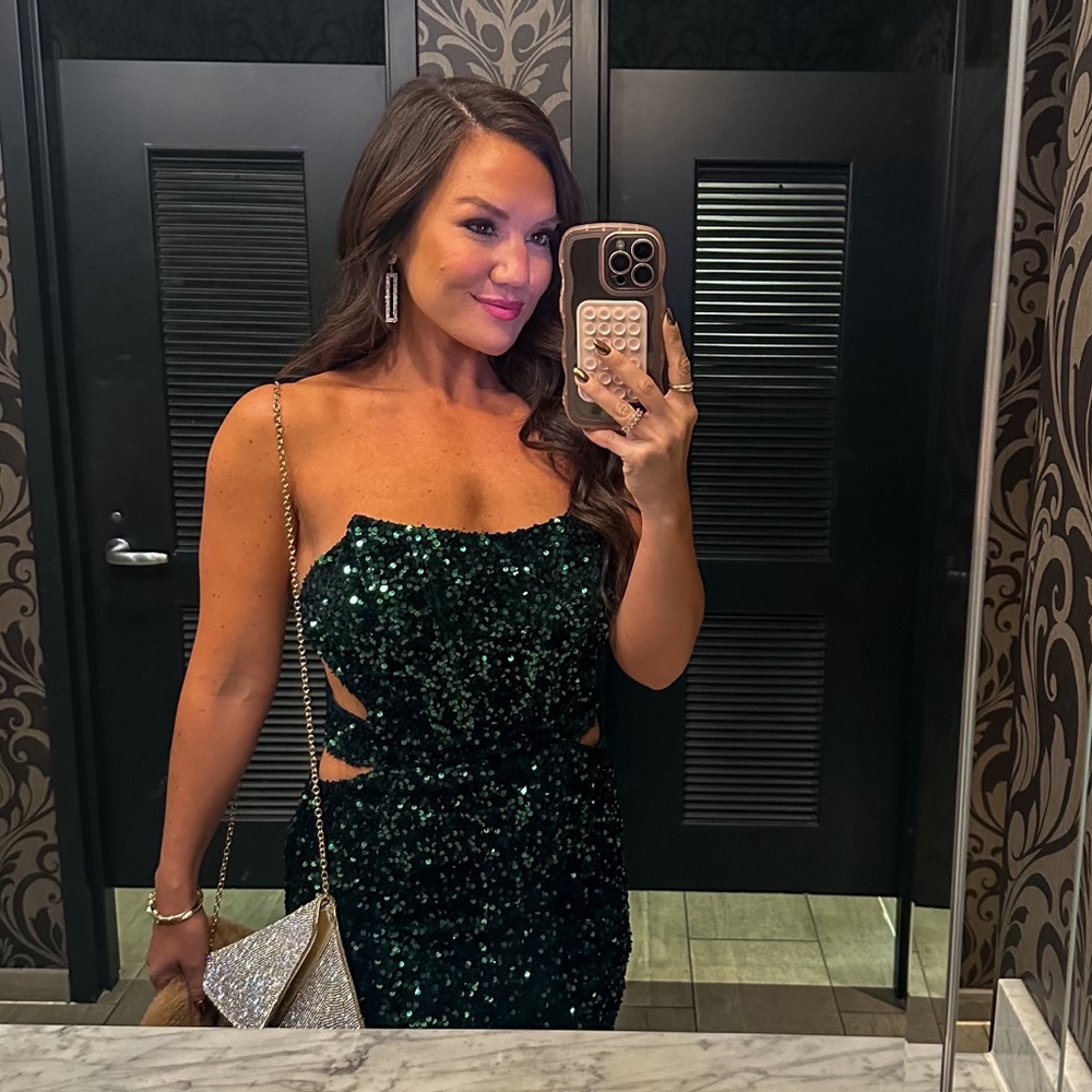 Emerald Green Sequin Maxi Gown Size MEDIUM